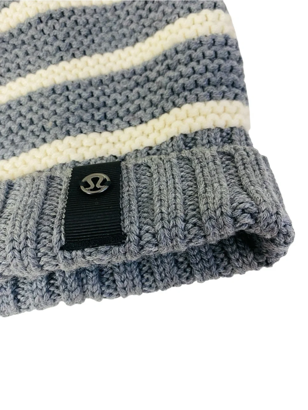 Lululemon Grey Striped Knit Beanie OS